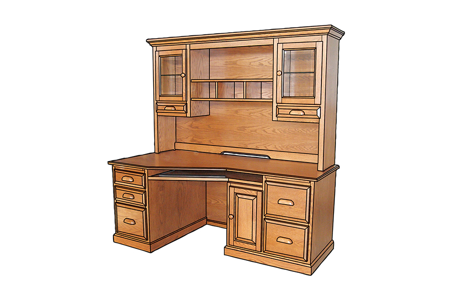 TC191 Traditional Large Wedge_Desk and Hutch